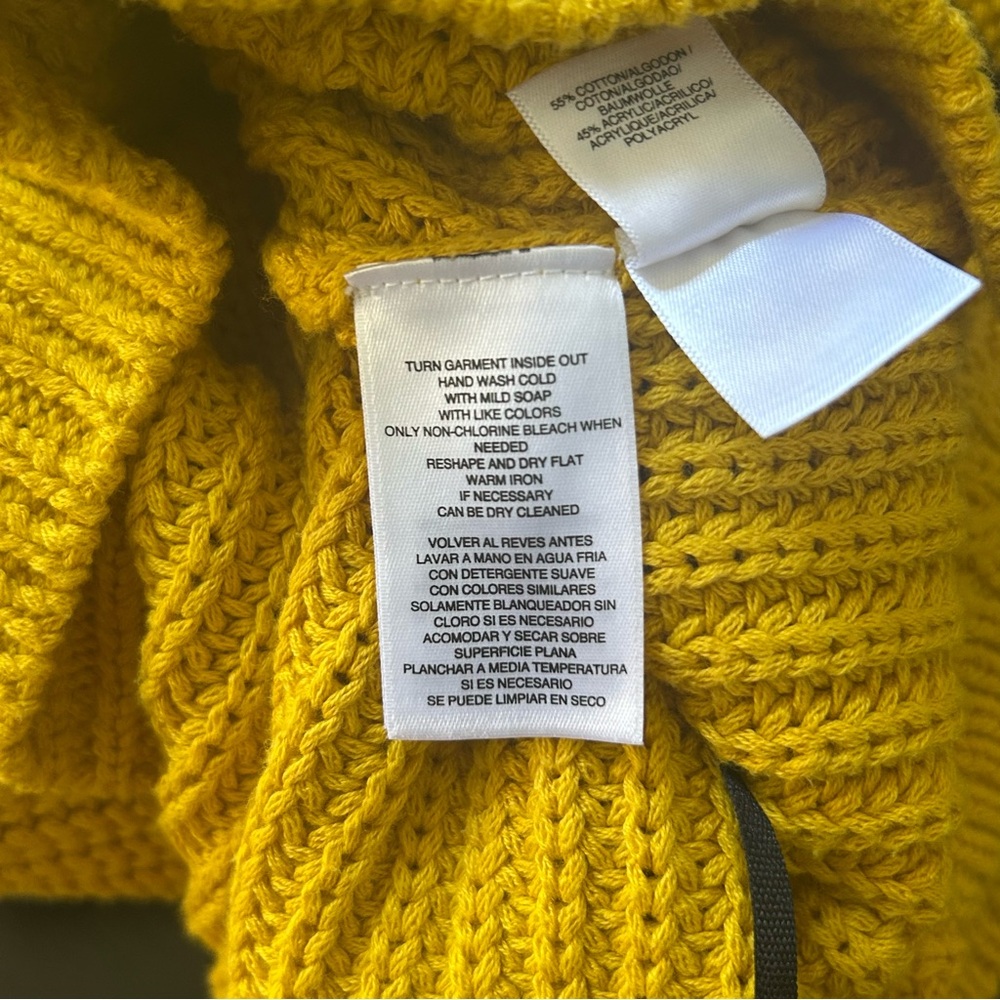 NWOT Rachel Roy Mustard Yellow Crewneck Cut-Out Chunky Knit Sweater, Size XXL - Picture 8 of 11